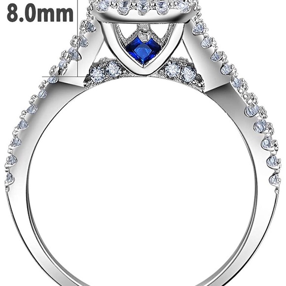 Sterling Silver Engagement Wedding Ring Set - Picture 3 of 4